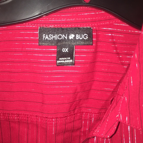 0X Fashion Bug Striped Shimmer Button Down Top - Picture 10 of 13